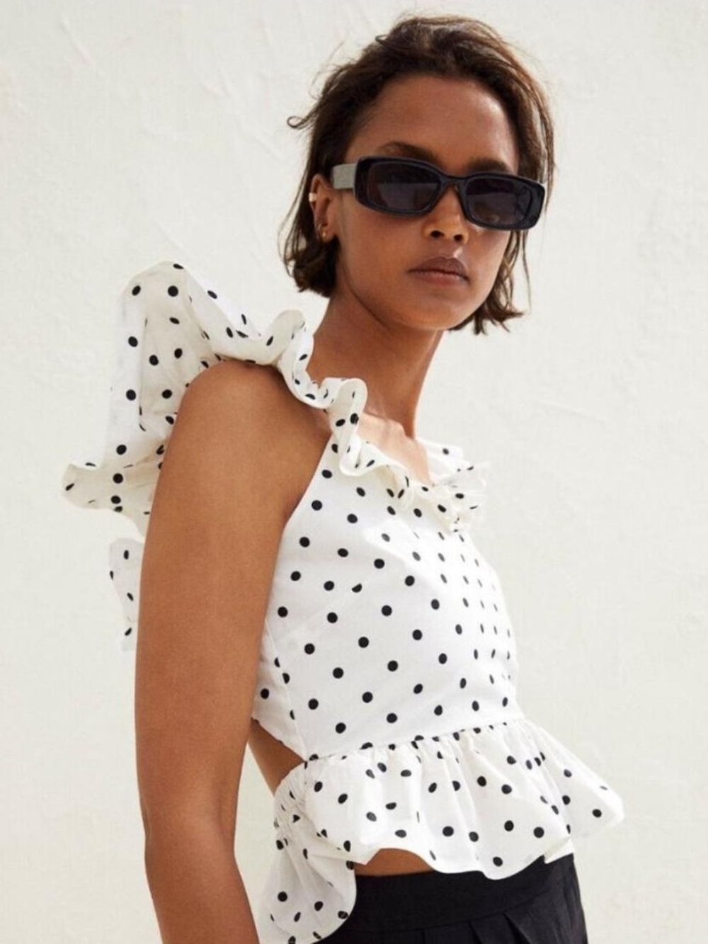 H&M White Polka Dot Top
